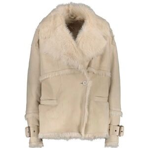IRO Cream Leather Jacket with Fur Trim